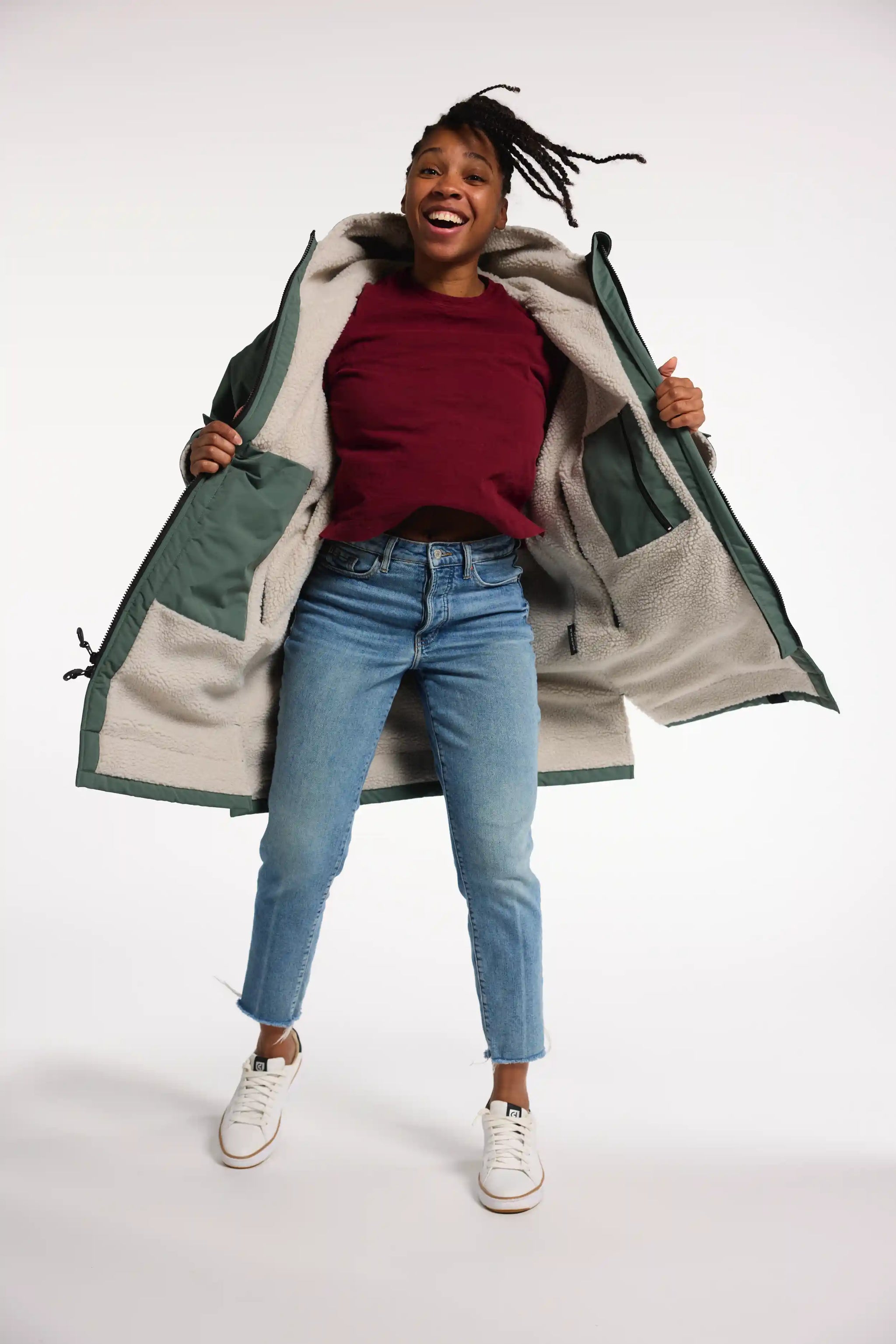 Women's Moss Green Oversized Winter Coat | Waterproof & Windproof Women's Moss Green Oversized Winter Coat | Waterproof & Windproof
